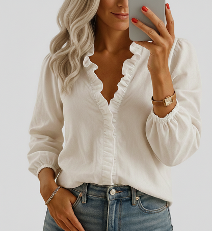 RucheElegance elegante damesblouse met verfijnde ruches