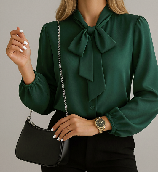 Dames Strikblouse Elyona | Elegante Losvallende Top met Halsstrik