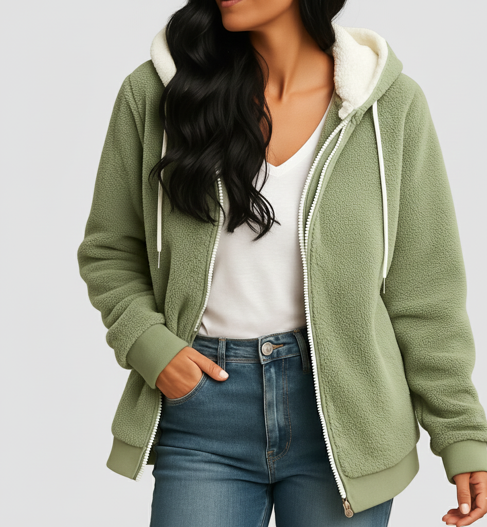 Veurig Lange Fleece Damesvest met Capuchon voor Extra Warmte