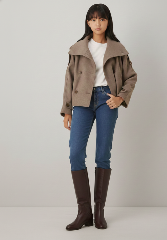 Korte dames winterjas WinterKraag Chic met moderne statementkraag