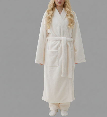 CozyKim Dames Badjas van Dikke Fleece – Warm en Luxe Comfort