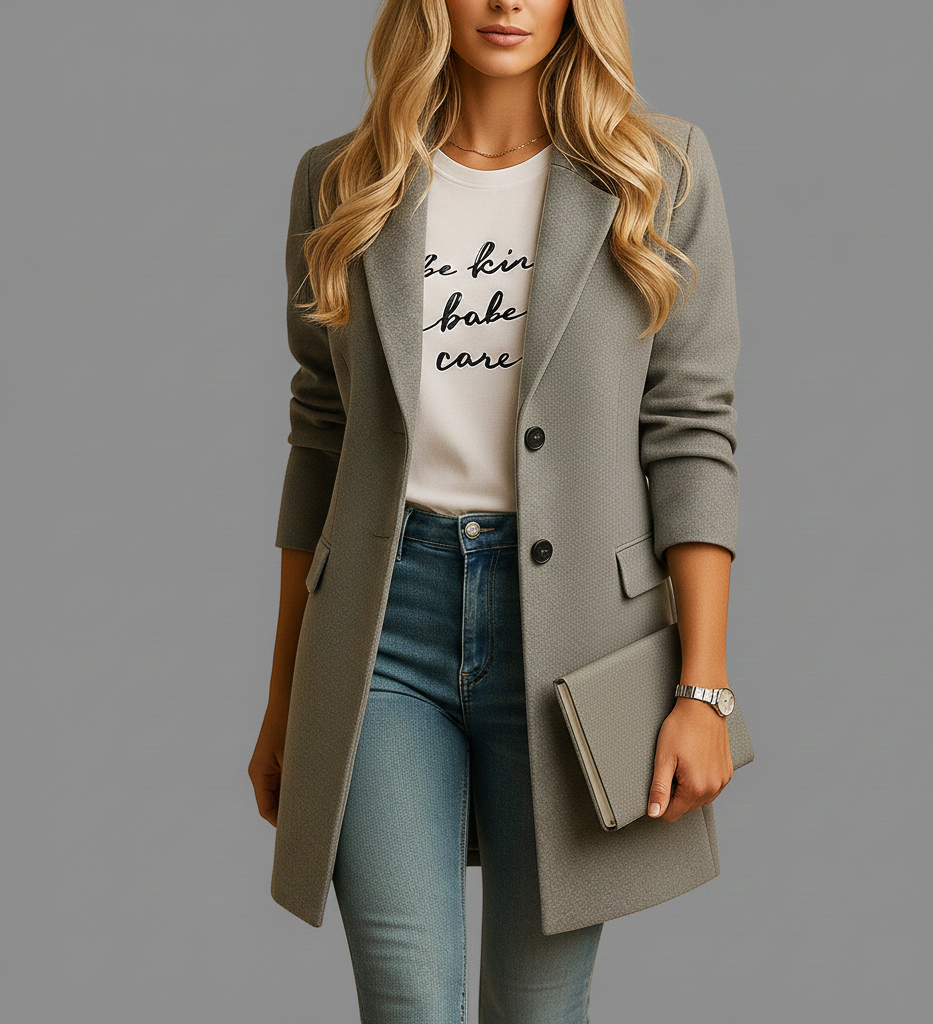 Elegante Halflange Dames Mantel “Elin” – Licht Getailleerd