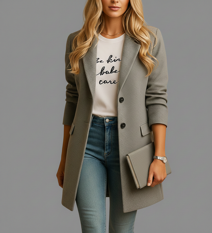 Elegante Halflange Dames Mantel “Elin” – Licht Getailleerd