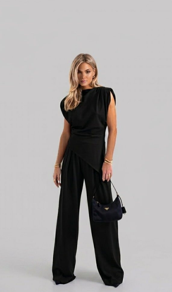 Elvaré dames tweedelige set met wijde broek elegante outfit