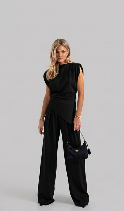 Elvaré dames tweedelige set met wijde broek elegante outfit
