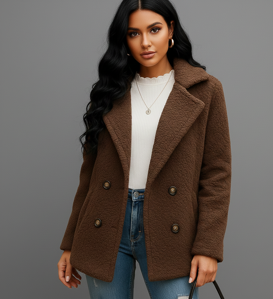 Noor Elegante Korte Damesjas met Knoopsluiting en Getailleerde Pasvorm