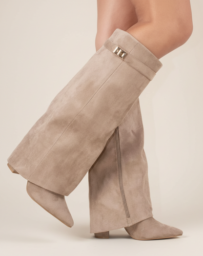 Luxe Dameslaarzen Aurora – Hoge laars met flap en blokhak