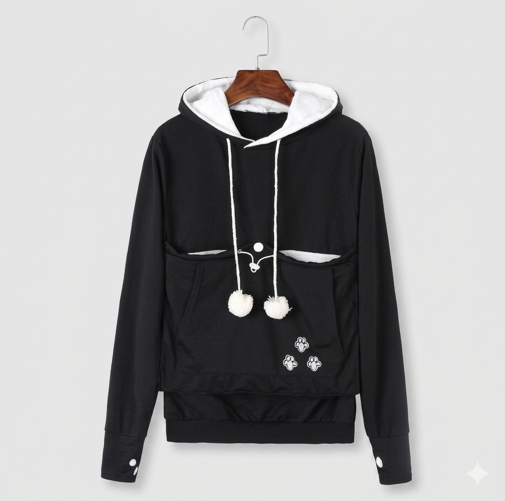 Snugora hoodie met draagbuidel voor huisdieren fleece trui