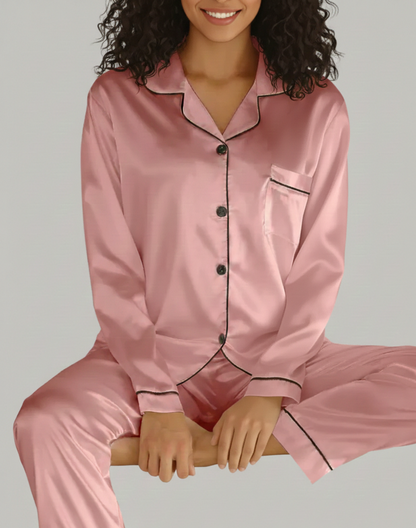 Tove™ Luxe Satijnen Damespyjama Set – Elegant & Comfortabel