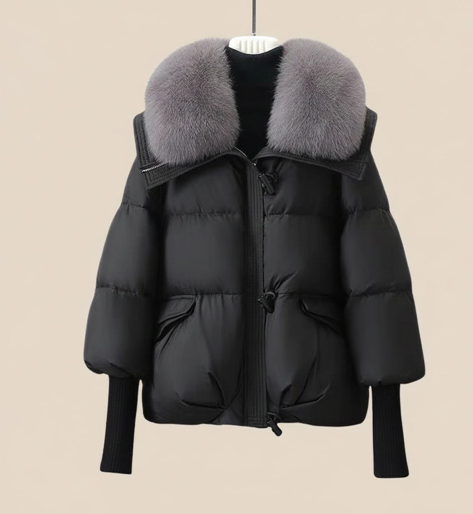 Luxeflair Pufferjas Dames – Heuplange Winterjas met Bontkraag