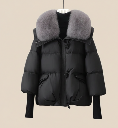 Luxeflair Pufferjas Dames – Heuplange Winterjas met Bontkraag