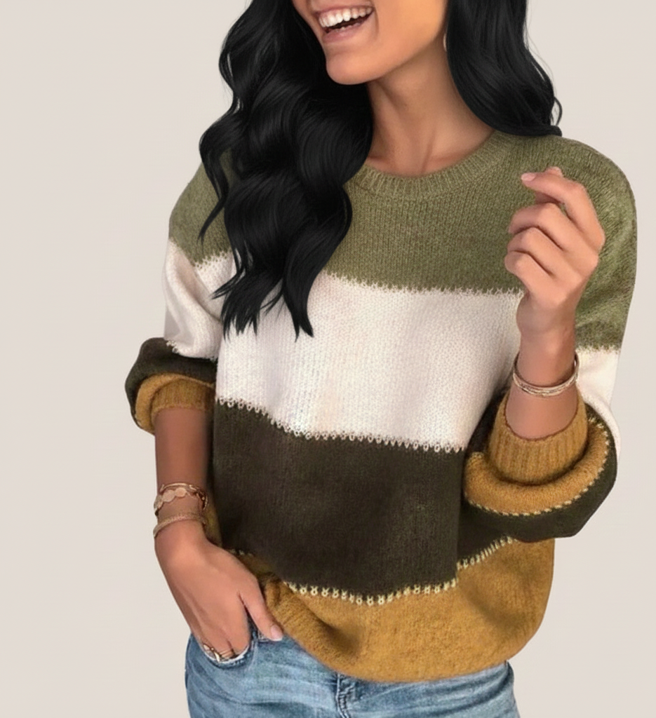 Zachtvallende Gebreide Damestrui met Relaxte Pasvorm voor Herfst