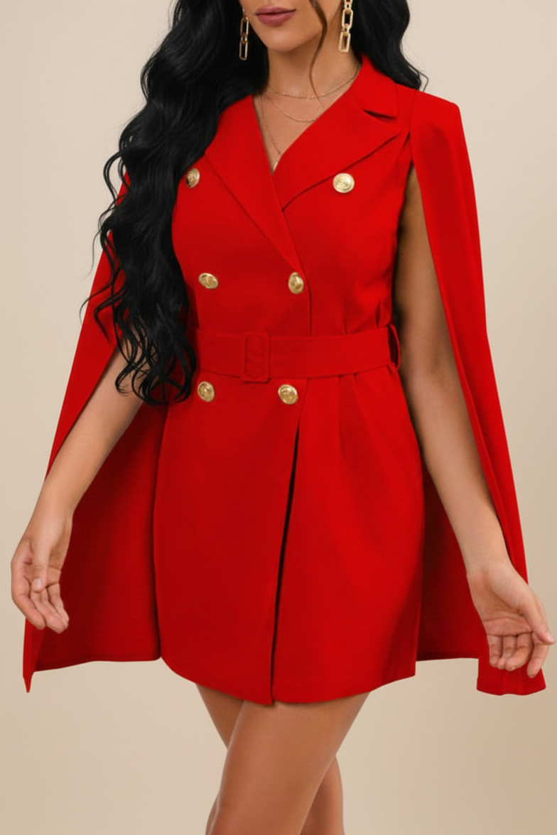 Goudaccent Cape Blazerjurk Dames – Elegante Statement Jurk