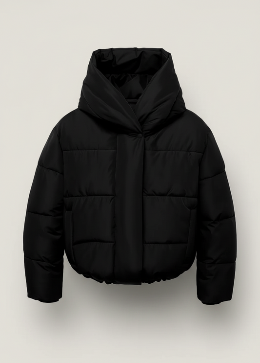 Korte Gewatteerde Damesjas met Oversized Capuchon en Comfort