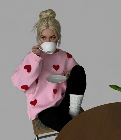 Valina damestrui met hartjesprint en oversized pasvorm katoen