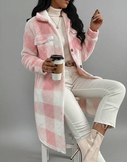 Cozy Ruit Teddy Jas – Warme & Stijlvolle Winterjas Dames