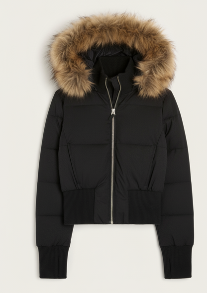 Gewatteerde Dames Winterjas met Afneembare Capuchon en Imitatiebontkraag