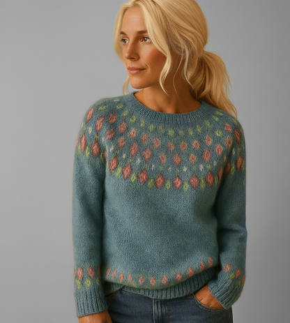 Winterprint Trui Nova – Warme damestrui met zachte wolmix en print