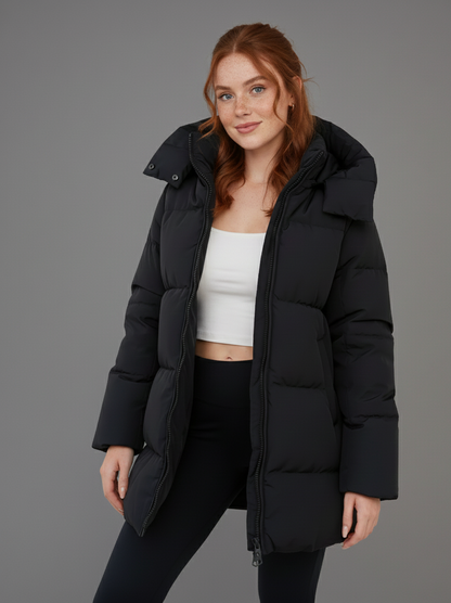 Windwarm Lange Pufferjas Dames – Lichtgewicht Winterjas met Capuchon