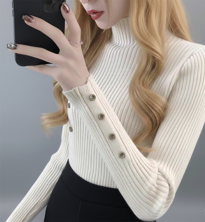 Warme dames coltrui met zachte stretch en elegante pasvorm