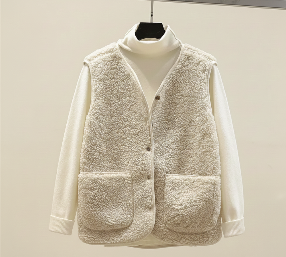 Warme Dames Bodywarmer Zachtlaag met Knoopsluiting en Zakken