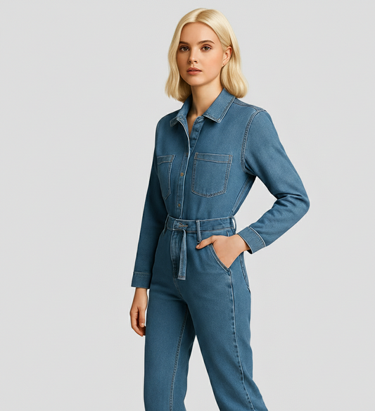 Dames Denim Jumpsuit Alvéra – Rechte Pijpen en Casual Chic