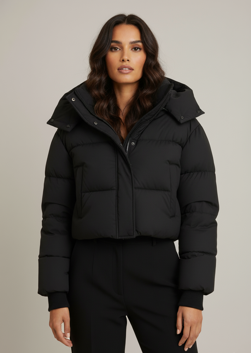 Korte Gewatteerde Damesjas met Oversized Capuchon en Comfort