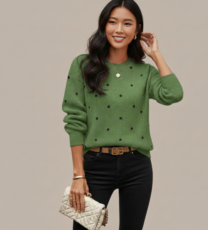 Zachte Polkadot Trui met Losse Pasvorm voor Dames – Stijlvol en Comfortabel