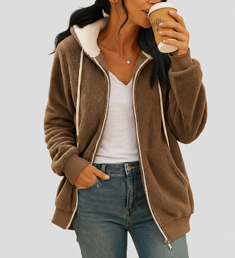 Veurig Lange Fleece Damesvest met Capuchon voor Extra Warmte