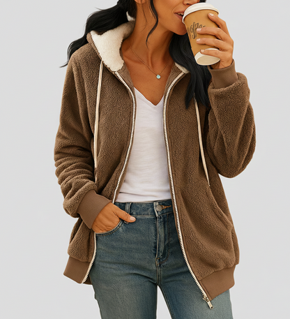 Veurig Lange Fleece Damesvest met Capuchon voor Extra Warmte