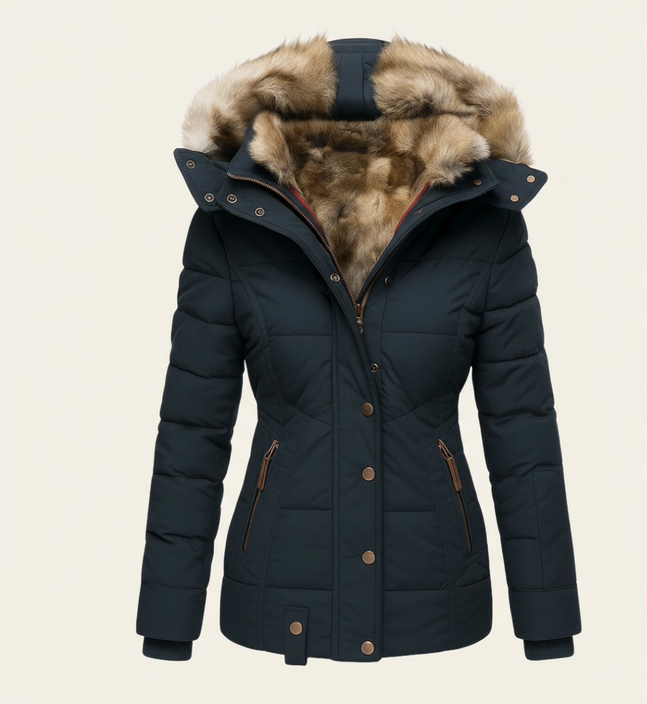 Warme Dames Winterjas NoorLuxe – Elegante jas met zachte bontvoering