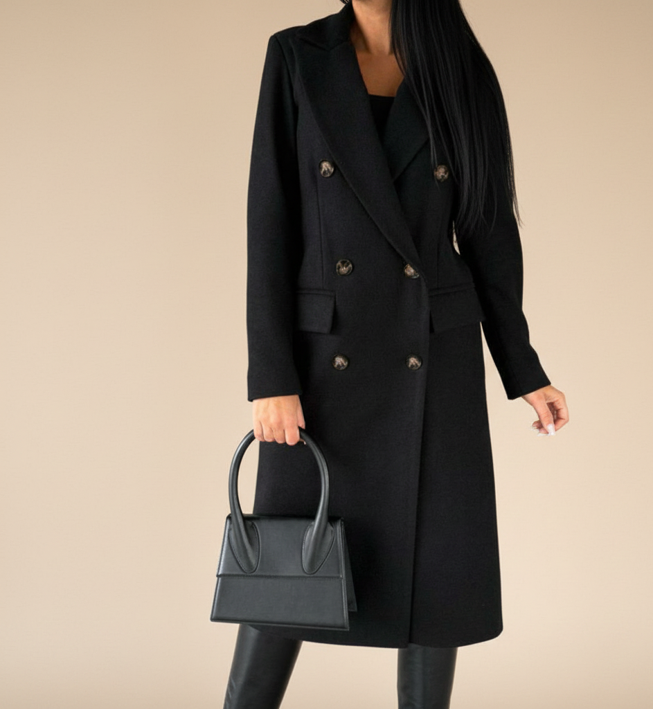 Lange Wollen Mantel Dames – Elegante Stadsmantel Luna Lijn