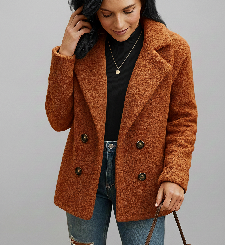 Noor Elegante Korte Damesjas met Knoopsluiting en Getailleerde Pasvorm