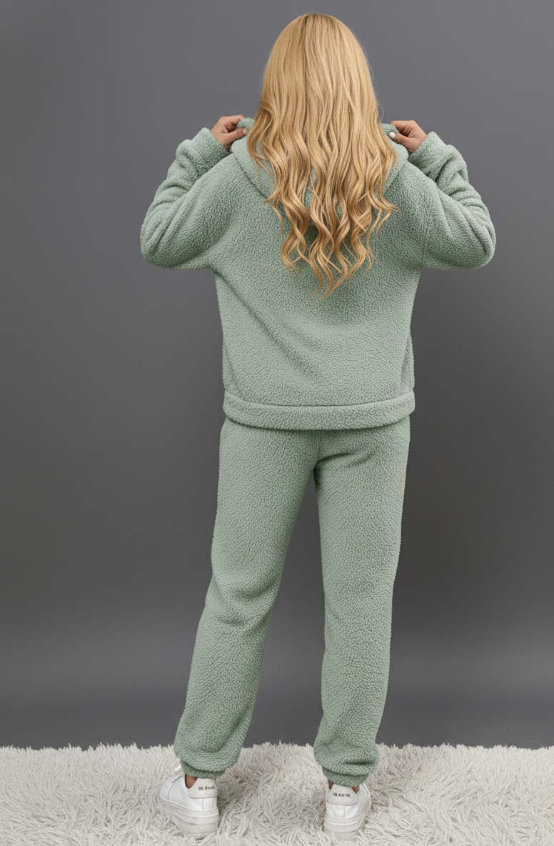 Zachte Teddy Huispak Dames – Warme Hoodie & Comfortbroek Set