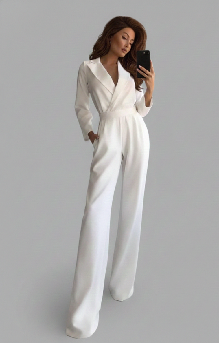 Zaanlijn Elegante Dames Jumpsuit met Elastische Taille en V-Hals