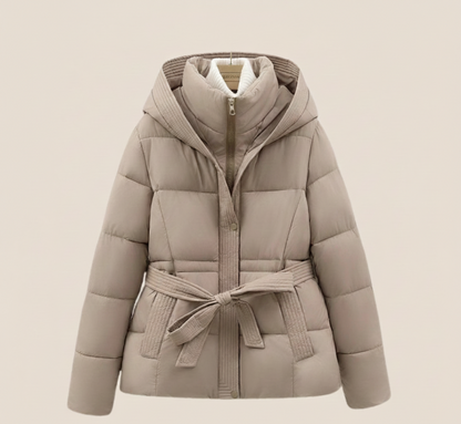 FrostLijn Gewatteerde Damesparka met Tailleceintuur – Warme Winterjas