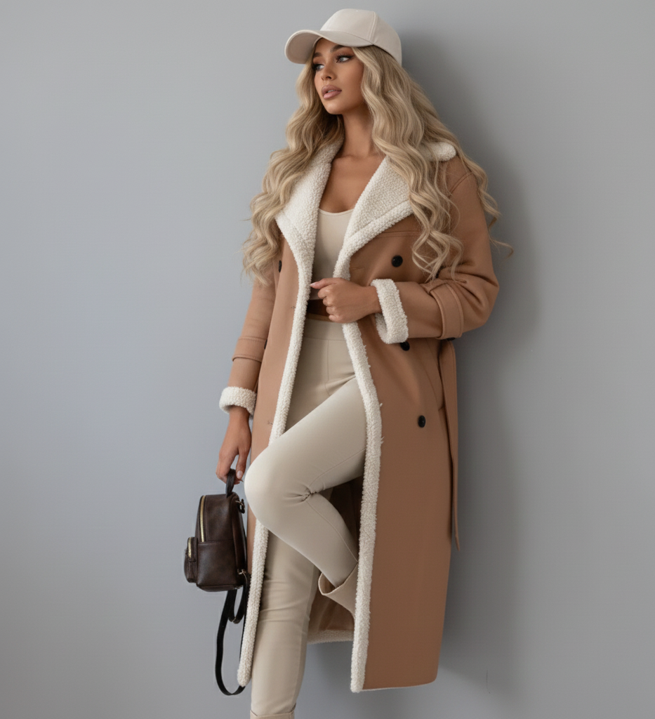 LunaSilhouet Lange Damesjas met Fleecevoering en Riem