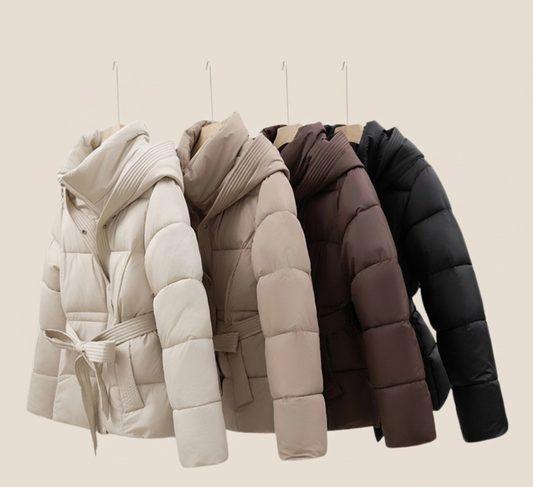 FrostLijn Gewatteerde Damesparka met Tailleceintuur – Warme Winterjas