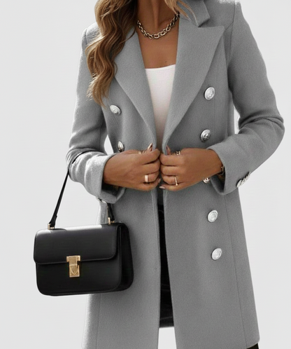 TailleurChic Peacoat Dames – Getailleerde Mantel met Dubbele Knopen