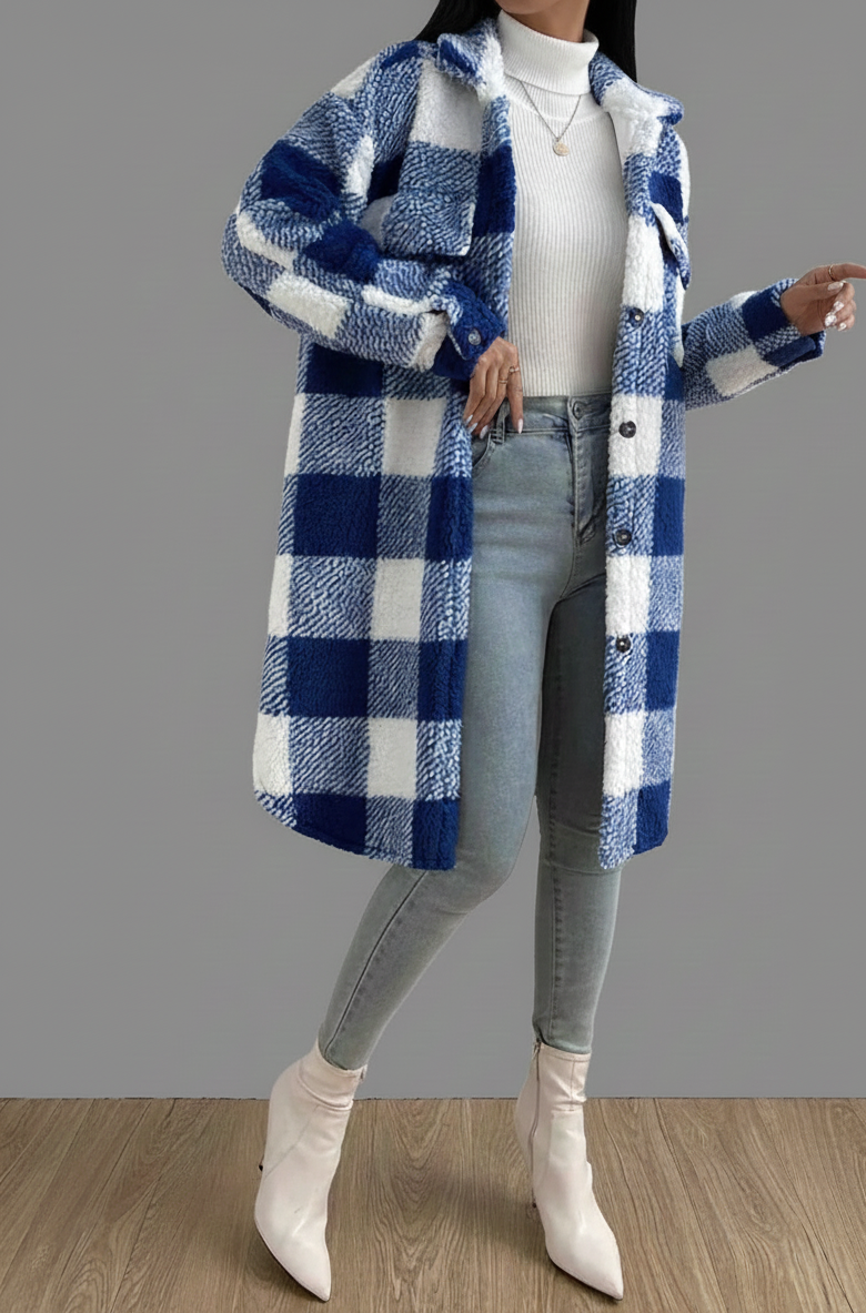 Cozy Ruit Teddy Jas – Warme & Stijlvolle Winterjas Dames