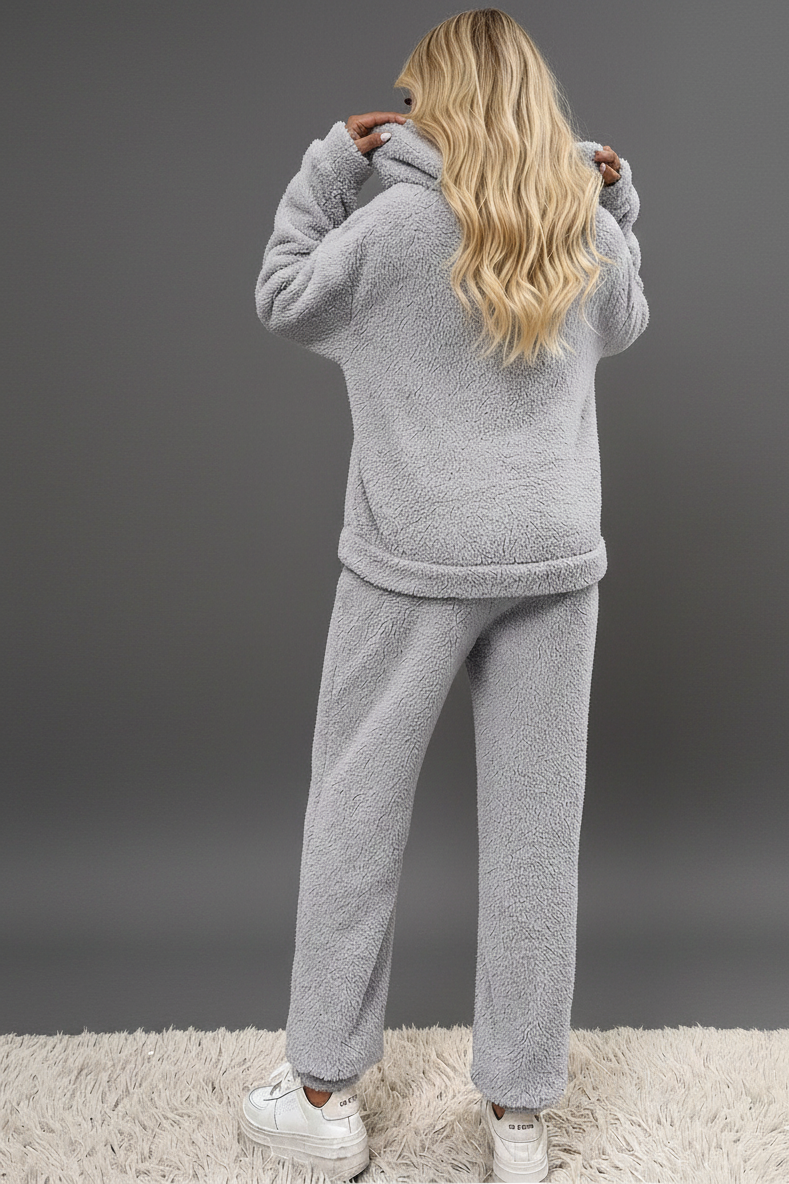 Zachte Teddy Huispak Dames – Warme Hoodie & Comfortbroek Set