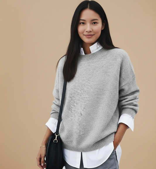 Zachtlijn Gebreide Damestrui – Relaxte Basis Trui voor Elke Dag