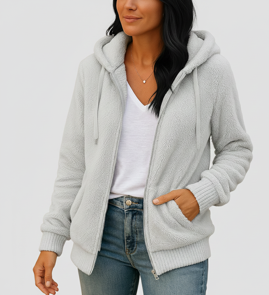 Veurig Lange Fleece Damesvest met Capuchon voor Extra Warmte