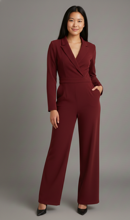 Zaanlijn Elegante Dames Jumpsuit met Elastische Taille en V-Hals