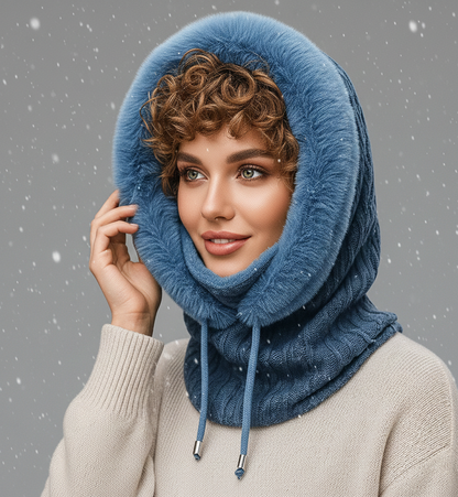 Warme Dames Winterset met Gebreide Stof en Capuchon met Bontlook