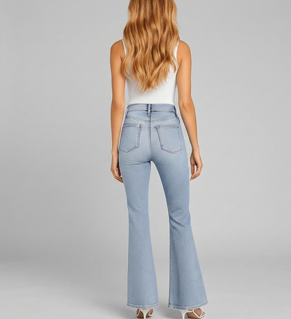 Zantrielle Hoge Taille Flared Jeans met Plissé Detail