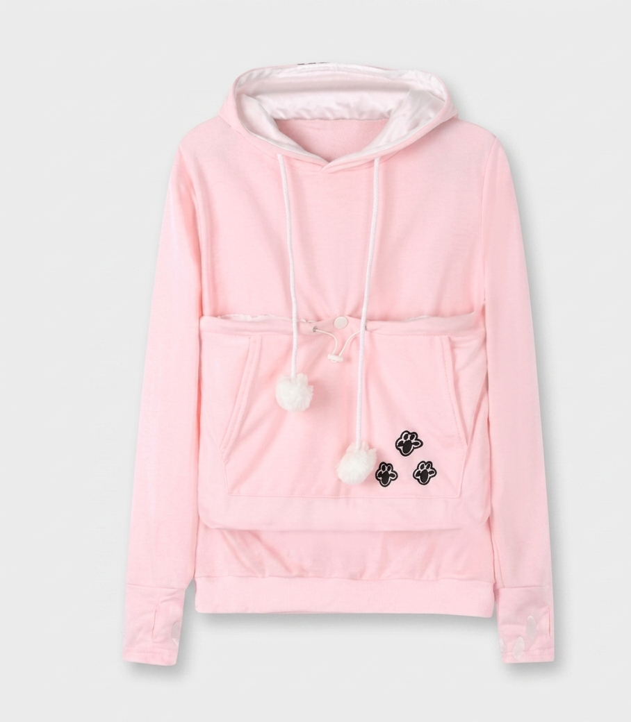 Snugora hoodie met draagbuidel voor huisdieren fleece trui
