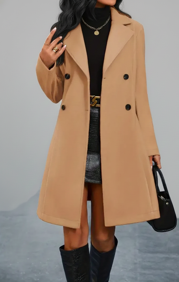 WinterLuxe Lange Damesjas met Tailleceintuur – Warm & Elegant