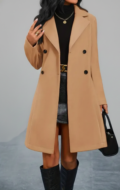 WinterLuxe Lange Damesjas met Tailleceintuur – Warm & Elegant