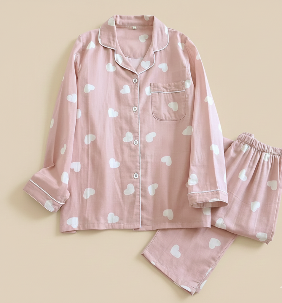 Hartjes Dames Pyjama Set – Zachte Twee-delige Loungewear